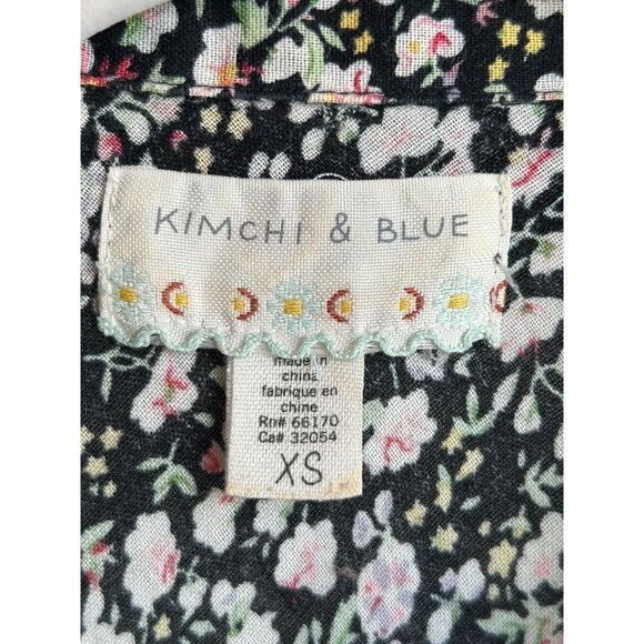 Kimchi & Blue Women's Multicolor Snap Front Short Sleeve Mini Dress - Size XS - Picture 4 of 6